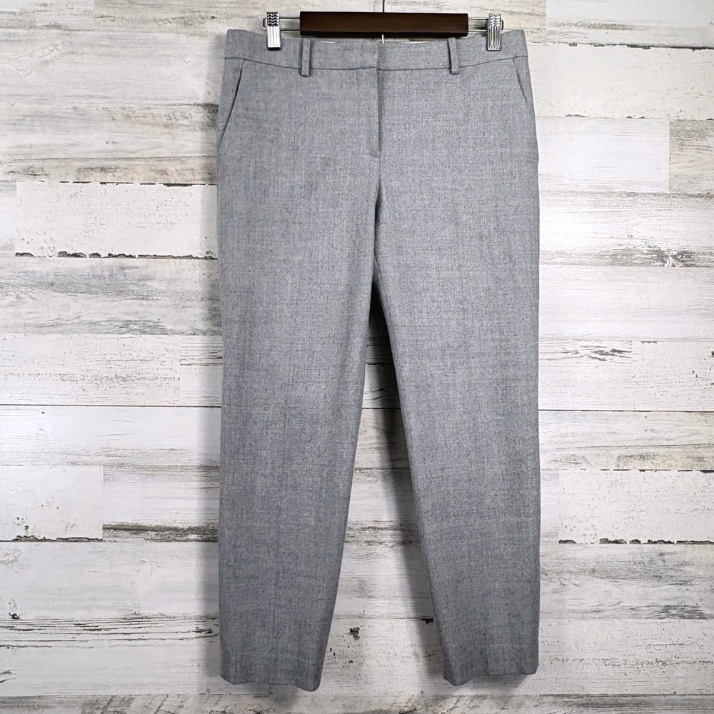 Theory Dress Pants Womens 6 Gray Treeca 2 Virgin Wool Flannel Slim Corpcore